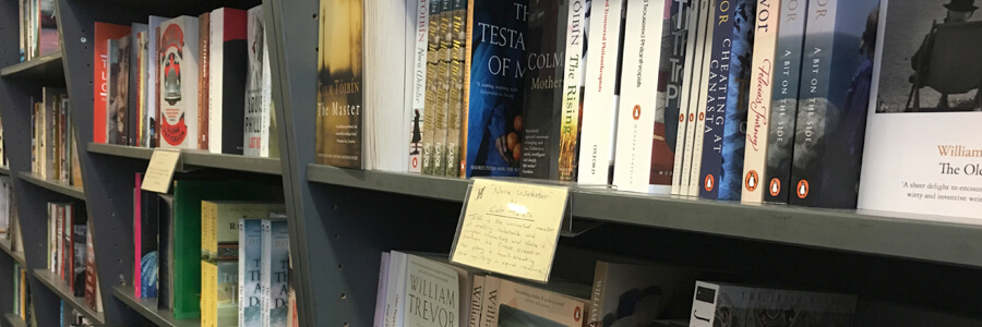 shelves stuffed with Irish Books