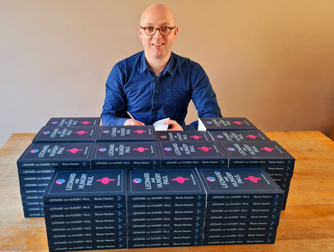 Ronán Hession signing copies of Leonard and Hungry Paul