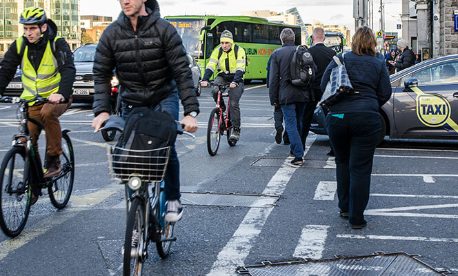 People cycling in Dublin