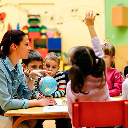 teacher with children