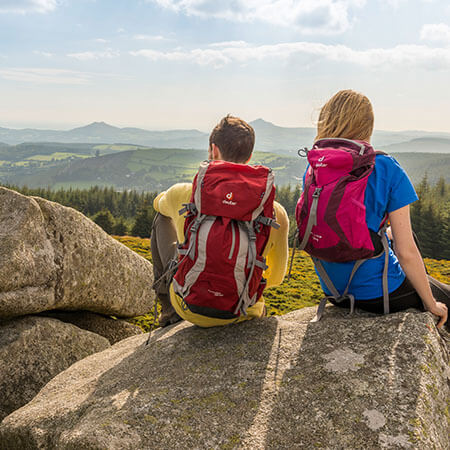 couple looking at view of wicklow mountains