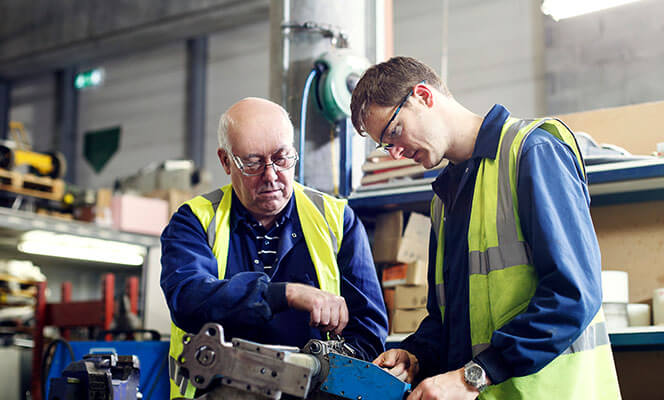 workers in industrial packaging facility