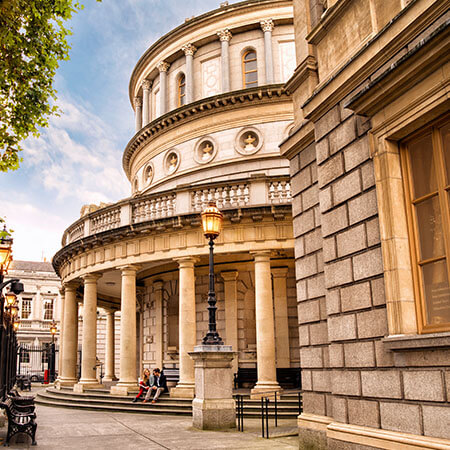 the sand coloured building of the national library of ireland which is a leader in the arts and recreation sector