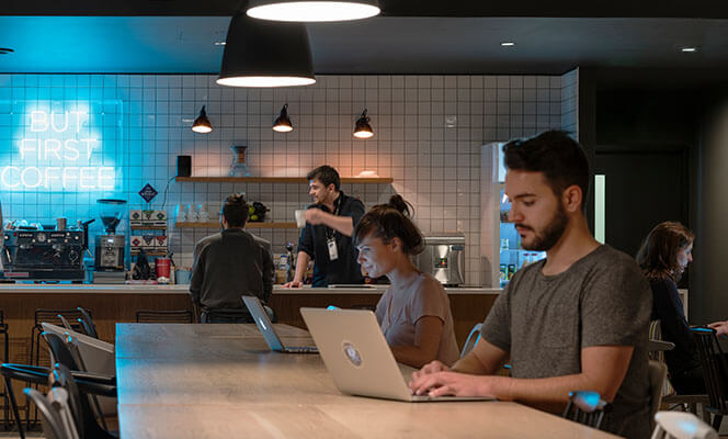 coffee dock station at modern office building