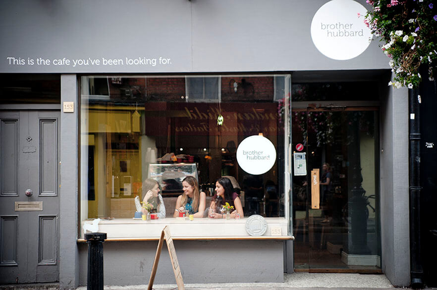 grey facade of brother hubbard cafe on capel street