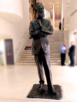 Statue of the tall thin frame of George Bernard Shaw which greets you at the door of Dublin's National Gallery.